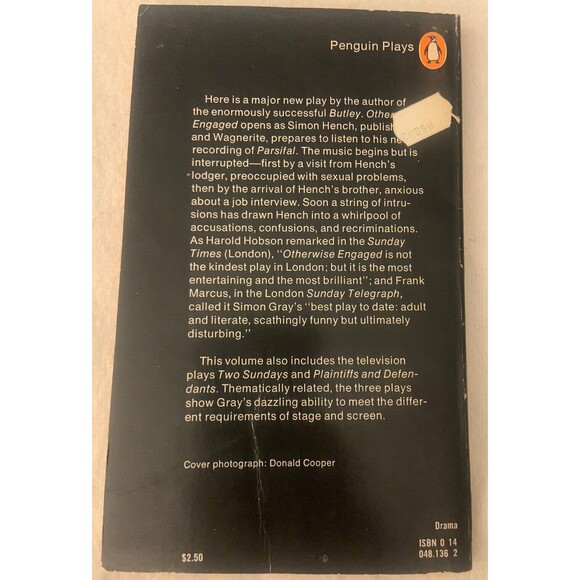 Otherwise Engaged and Other Plays Paperback Simon Gray - Picture 2 of 3
